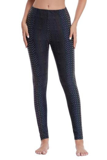 sexy plus size slight stretch multicolor snake graphic reflective leggings