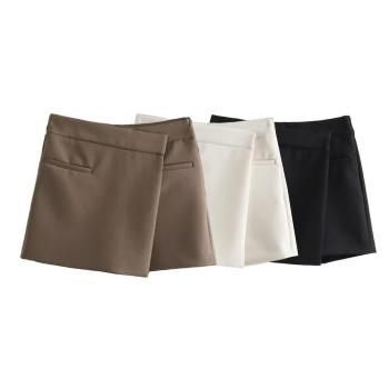 xs-l stylish non-stretch 3 colors zip-up side all-match skort(size run small)