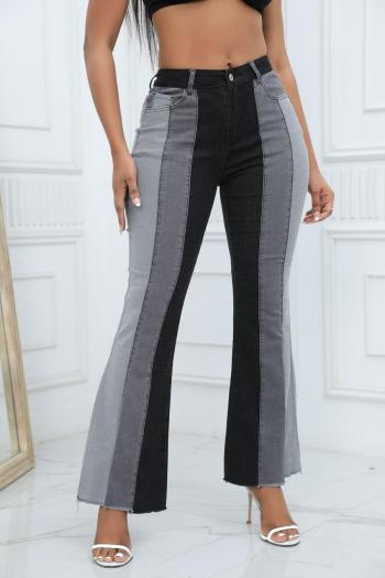 casual plus size slight stretch contrast color high waist jeans