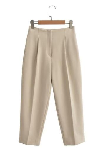 casual non-stretch solid pocket high waist pants (size run small)