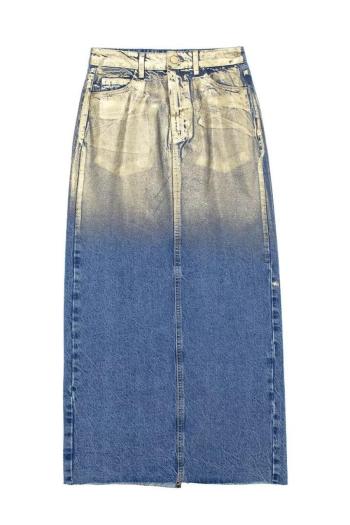 xs-l stylish non-stretch denim painted all-match midi skirt