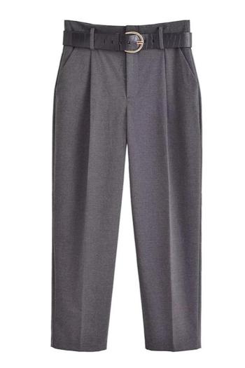 xs-l non-stretch solid color casual with belt trousers size run small
