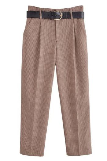 xs-l non-stretch houndstooth with belt casual trousers size run small