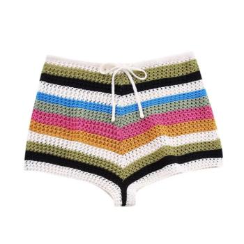 exquisite slight stretch knitted striped shorts size run small