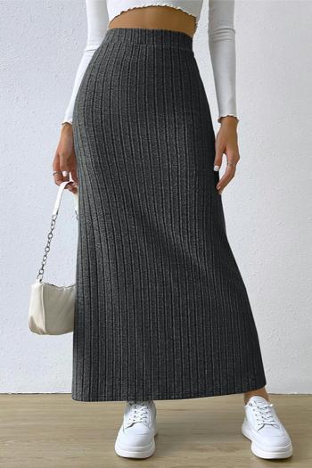 solid color high stretch stylish high-waist slim split skirt