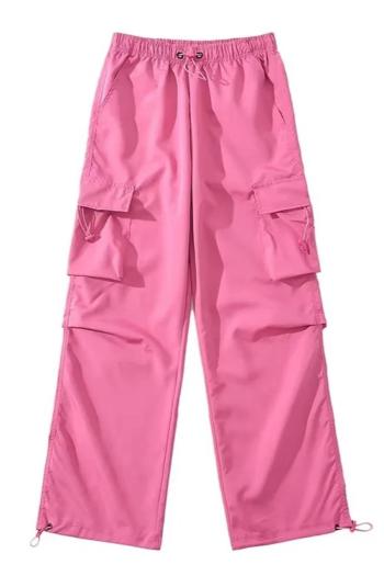 pure color 9 colors non-stretch high-waist casual cargo pants size run small