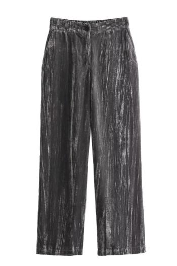 pure color zip-up non-stretch velvet casual loose pants size run small