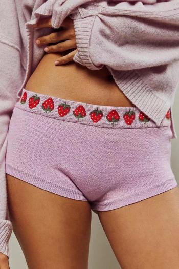 sexy slight stretch knitted strawberry low waist shorts(only shorts)