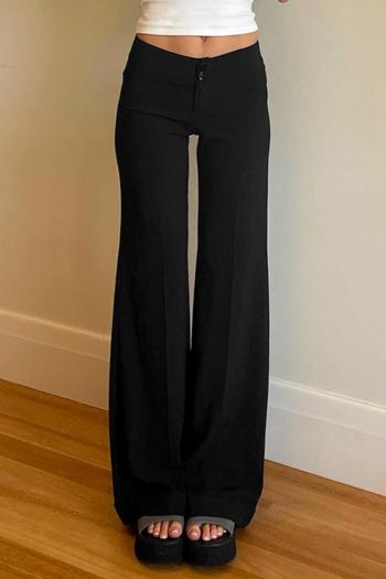 casual slight stretch solid color low-waist loose pants
