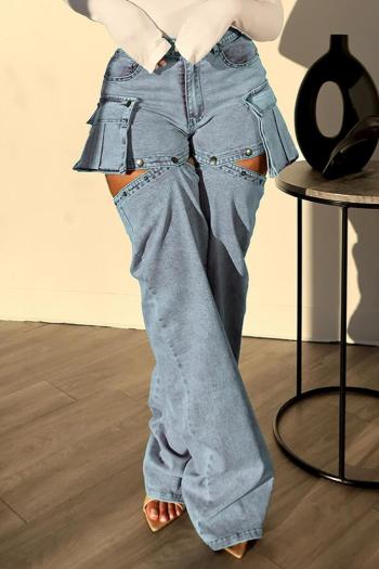 stylish plus size slight stretch removable pants legs all-match cargo jeans