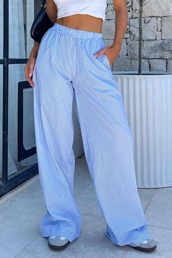 casual non-stretch striped printed loose wide-leg pants(only pants)