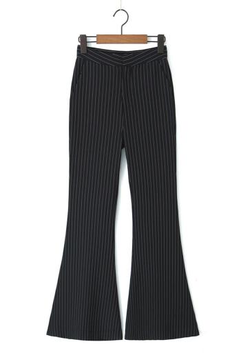 stylish non-stretch striped flared trousers(size run small)