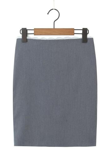 casual non-stretch simple slit zip-up midi skirt size run small