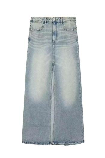 xs-l stylish non-stretch denim slit front all-match maxi skirt