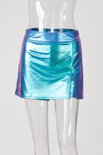 xs-xxl high quality sexy slight stretch gradient color holographic skort