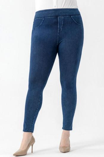 plus size stylish high stretch pocket denim barbie fabric sports yoga pants size run small