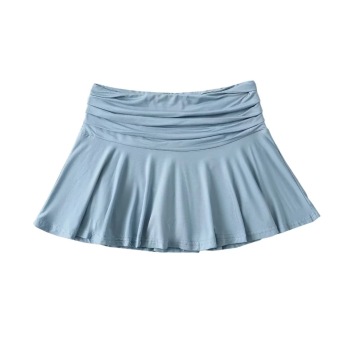 sexy slight stretch solid color pleated  mini skirt(size run small)