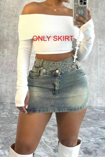 sexy plus size non-stretch high waist tight mini denim skirt(only skirt)