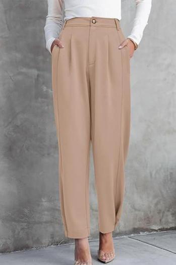 new casual slight stretch solid color loose pants