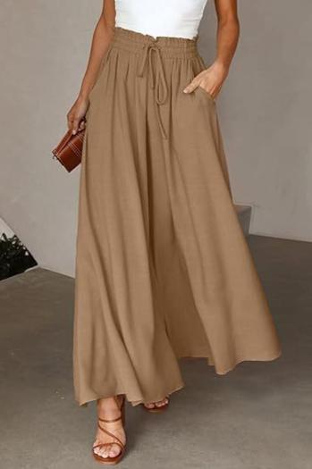 new casual non-stretch 3-color loose cotton linen wide-leg divided skirt