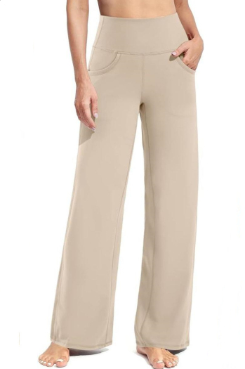 new stylish slight stretch 4-color high-waisted wide-leg loose straight pants