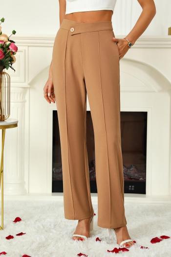new casual slight stretch solid color cross-buttoned wide-leg loose flared pants