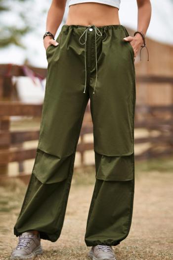 casual plus-size non-stretch solid color drawstring loose pants