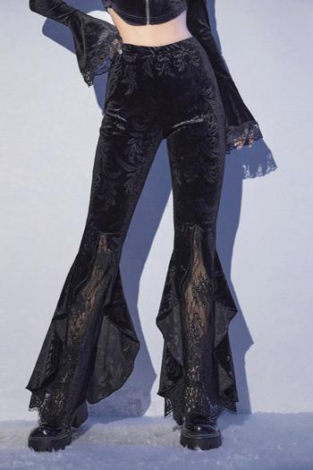 sexy slight stretch lace patchwork gothic style flared pants