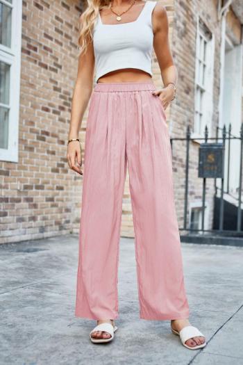 casual non-stretch solid color comfortable pleated loose wide-leg pants