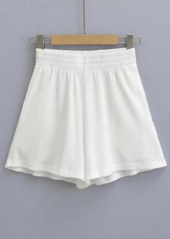 casual slight stretch 4-color waffle high-waisted loose shorts(size run small)