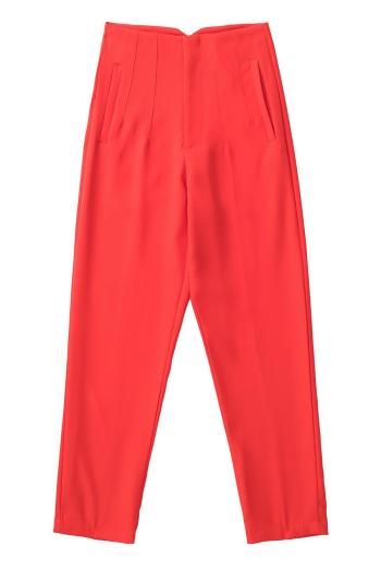 casual non-stretch solid color high-waisted straigh pants(size run small)