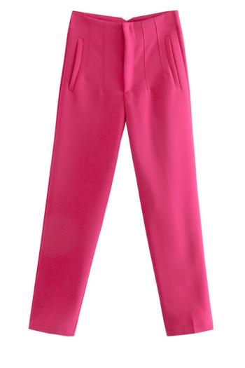 casual non-stretch solid color slim high-waisted straigh pants(size run small)