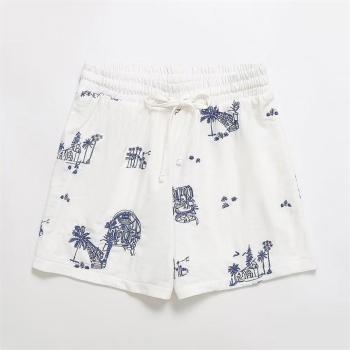 casual slight stretch embroidery drawstring all-match shorts(size run small)