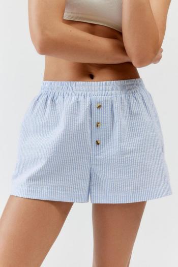 casual non-stretch pinstripes printed loose button decor shorts