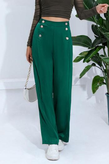 casual non-stretch solid color high-waist pants