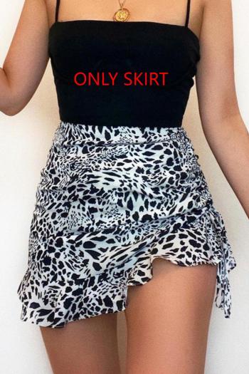 sexy non-stretch leopard printing high-waist mini skirt