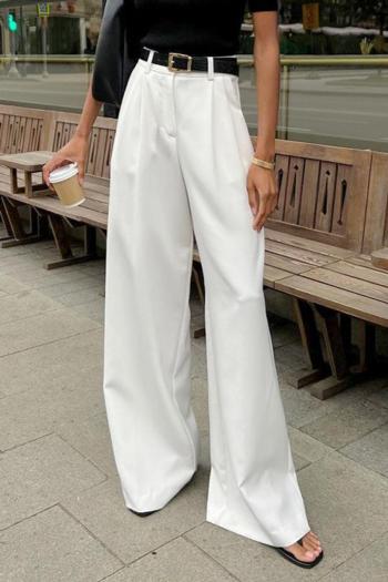casual non-stretch simple solid color all-match high-waist wide-leg pants