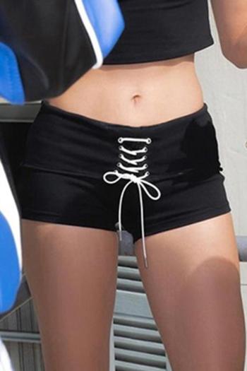 new sexy hight stretch solid color lace-up slim shorts