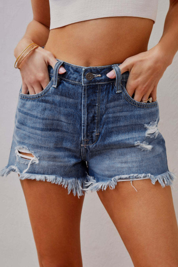sexy plus size non-stretch denim high-waist shorts