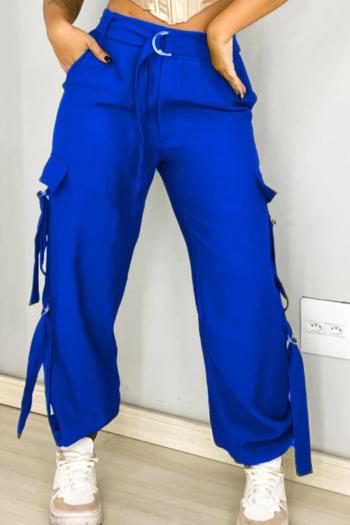 casual new plus-size solid color non-stretch multi-pocket cargo pant