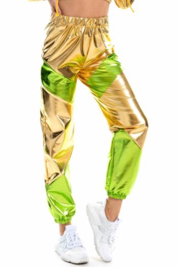 stylish plus size slight stretch 3 colors holographic street style pants