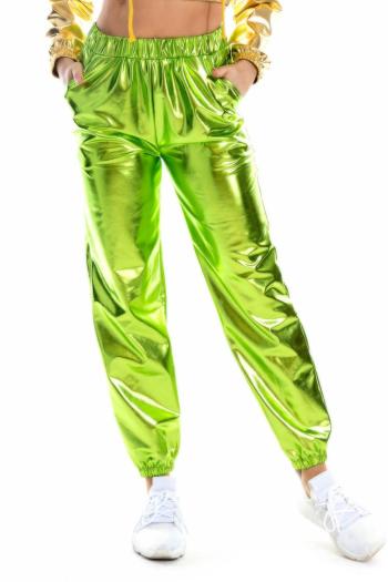 stylish plus size slight stretch holographic high waist pants