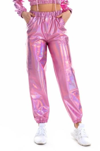 stylish plus size slight stretch 6 colors laser holographic high waist pants