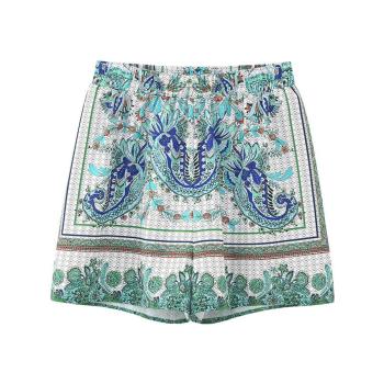 casual non-stretch beach printing high-waist shorts