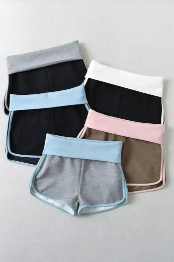 new casual slight stretch color-block turned-up short(size run small)