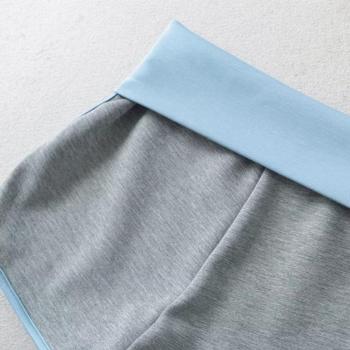 New casual slight stretch color-block turned-up short(size run small)