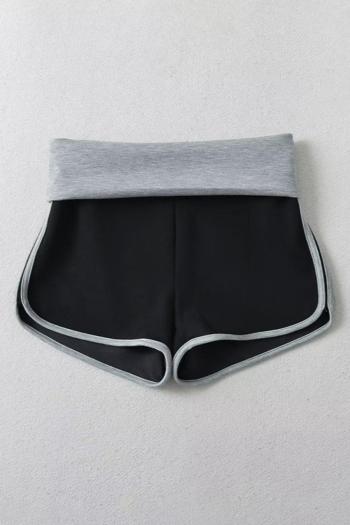 New casual slight stretch color-block turned-up short(size run small)