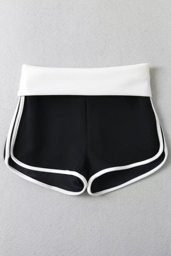 New casual slight stretch color-block turned-up short(size run small)