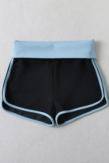 New casual slight stretch color-block turned-up short(size run small)