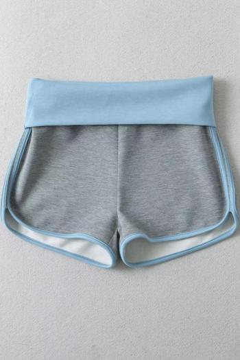 New casual slight stretch color-block turned-up short(size run small)